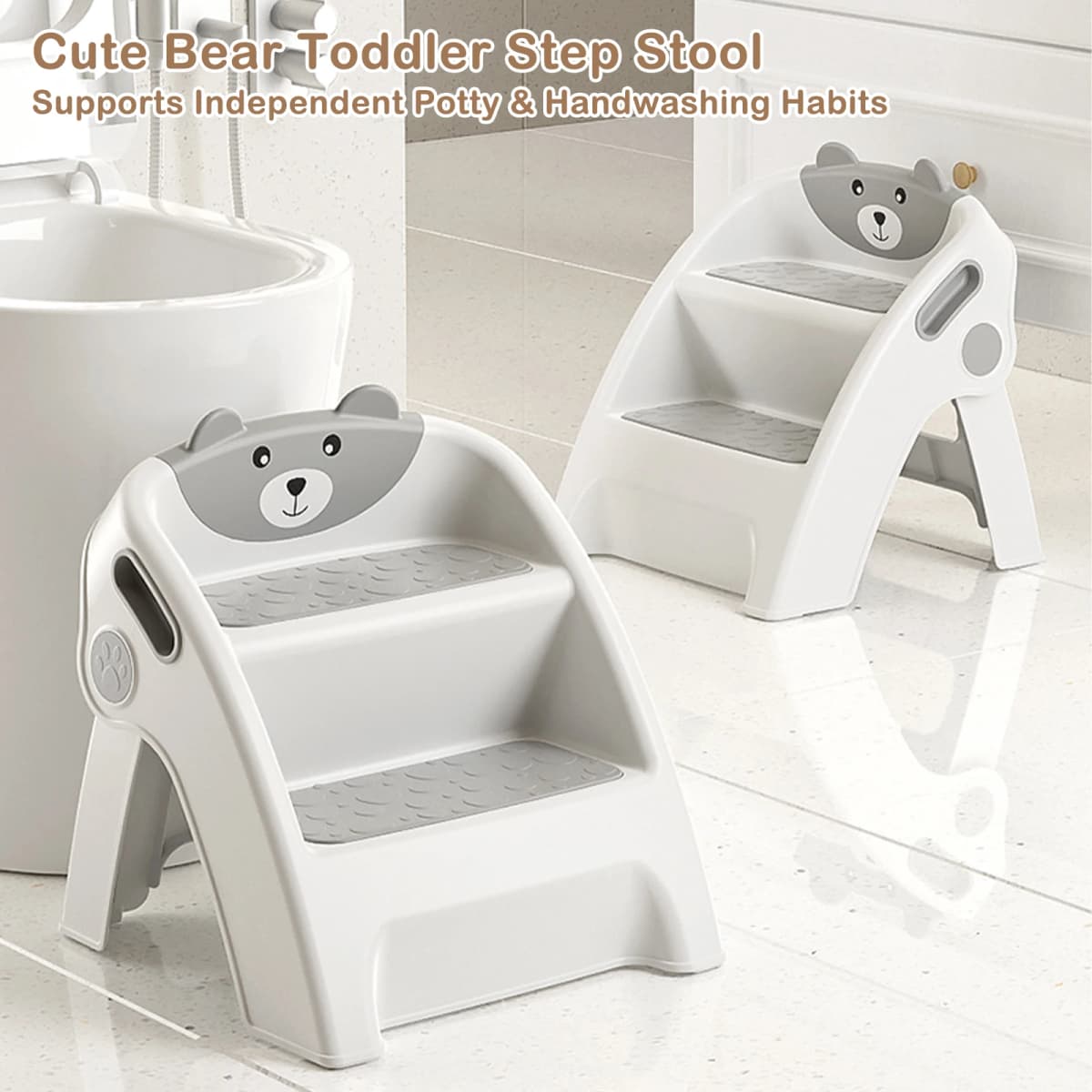 Step Stool for Toddlers, for Bathroom Sinks and Potty Training Durable, slip-resistant, anti-collapse A-frame design Assembles