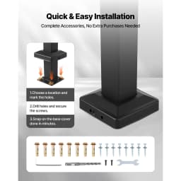 SucceBuy Handrails for Outdoor Steps 2-3 Step Adjustable Height Carbon Steel Transitional Handrail with Installation Kit Black