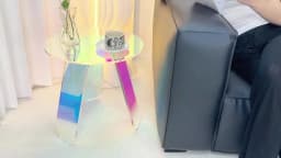 Round Iridescent Side Table Small Space Acrylic End Table Coffee Table Furniture for Home Living Room Cafe
