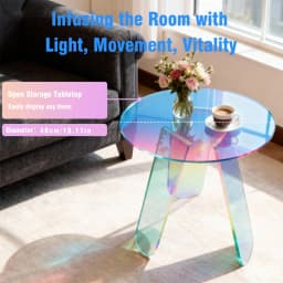 Round Iridescent Side Table Small Space Acrylic End Table Coffee Table Furniture for Home Living Room Cafe