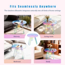 Round Iridescent Side Table Small Space Acrylic End Table Coffee Table Furniture for Home Living Room Cafe
