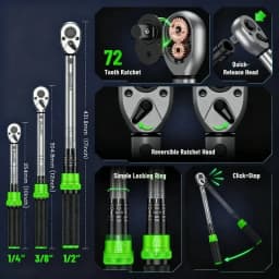 TaskStar Torque Wrench Set 8pcs Heavy-Duty Full Professional Novelty Socket Sets 3% Accuracy 10-227Nm for Car Motorcycle Bike