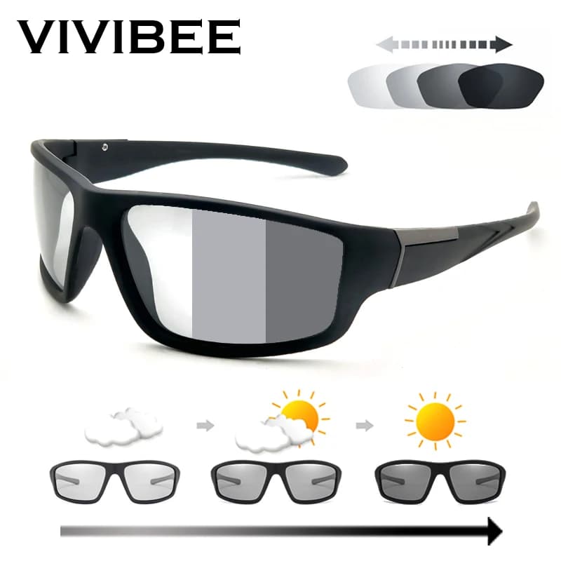VIVIBEE Men Photochromic Sunglasses Black Sports Goggles Women Color Changing Polarized Driving 2026 Discoloration Sun Glasses