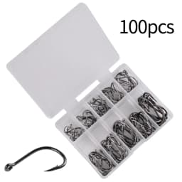 100pcs / 40pcs / Box High Carbon Fishing Hook 2#-22# ISEAMA With Eye Carp Catfish Fish Anzol Offset Japan Tackle Fishing Hooks