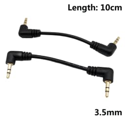 1pc Gold 3.5mm 1/8" Male Right Angle To 3.5mm 3 Pole Male Right Stereo AUX Audio Cable Cord 10cm / 15cm