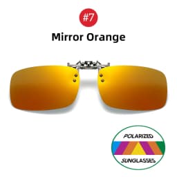 VIVIBEE Mirror Blue Flip Up Clip on Sunglasses Fishing Men Square Polarized Lens Metal Night Vision Driving UV400 Women Glasses