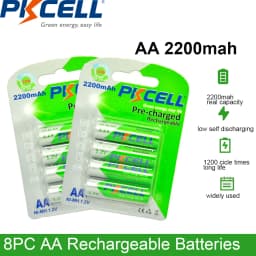 8PC PKCELL AA Battery 2200mah AA Rechargeable Battery 1.2v NI-MH Batteries and 2PC Battery Box for Mouse Remote Control Toys