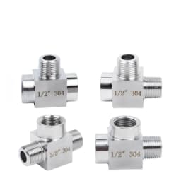 1/8" 1/4" 3/8" 1/2" BSP NPT Female Male Tee 3 Ways 304 Stainless Steel Pipe Fitting Connector Splitter Block High Pressure