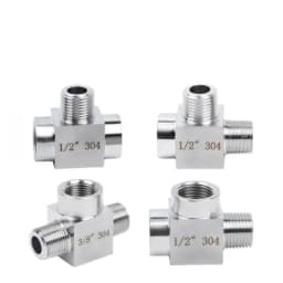 1/8" 1/4" 3/8" 1/2" BSP NPT Female Male Tee 3 Ways 304 Stainless Steel Pipe Fitting Connector Splitter Block High Pressure