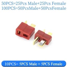 10PCS T- Plug Male & Female Connectors Deans Style For RC LiPo Battery ESC