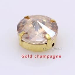 24Colors 6/8/10/12/14/16/18/25MM Rivoli Round Sew on Rhinestone Crystal With Golden Button For Garments Jewelry Shoes Diy Trims