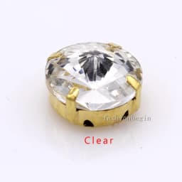 24Colors 6/8/10/12/14/16/18/25MM Rivoli Round Sew on Rhinestone Crystal With Golden Button For Garments Jewelry Shoes Diy Trims