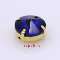 24Colors 6/8/10/12/14/16/18/25MM Rivoli Round Sew on Rhinestone Crystal With Golden Button For Garments Jewelry Shoes Diy Trims
