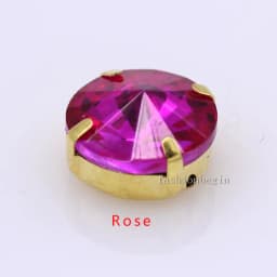 24Colors 6/8/10/12/14/16/18/25MM Rivoli Round Sew on Rhinestone Crystal With Golden Button For Garments Jewelry Shoes Diy Trims