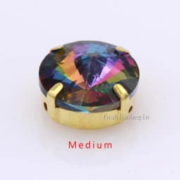24Colors 6/8/10/12/14/16/18/25MM Rivoli Round Sew on Rhinestone Crystal With Golden Button For Garments Jewelry Shoes Diy Trims