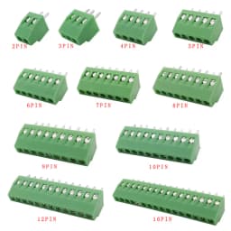 2.54mm/0.1" Pitch PCB Screw Terminal Block Connector 2P 3P 4P 5P 6P 7P 8P 9P 10P 12P 16Pin Terminals 150V 6A for 26-18AWG Cable