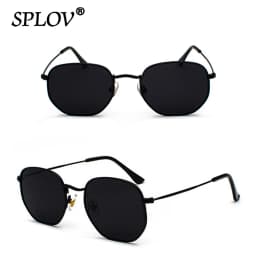Hexagon Men Women Sunglasses Square Polygon Sun Glasses Brand Designer Retro Shades Metal Frame Eyewear TOP UV400 De Sol Hombre
