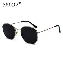 Hexagon Men Women Sunglasses Square Polygon Sun Glasses Brand Designer Retro Shades Metal Frame Eyewear TOP UV400 De Sol Hombre