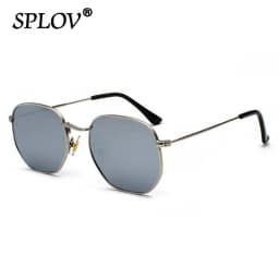 Hexagon Men Women Sunglasses Square Polygon Sun Glasses Brand Designer Retro Shades Metal Frame Eyewear TOP UV400 De Sol Hombre