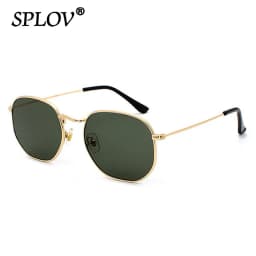 Hexagon Men Women Sunglasses Square Polygon Sun Glasses Brand Designer Retro Shades Metal Frame Eyewear TOP UV400 De Sol Hombre
