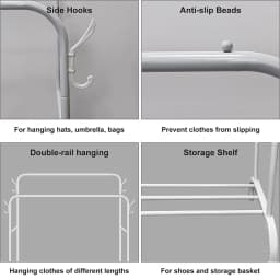 Double Rail Clothes Rack Standing Clothes Rail Shoes Rack Storage Shelf Wall Clothes Rack for Wardrobe Room Bedroom Living Room