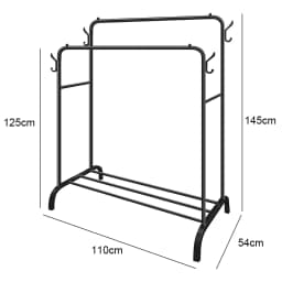 Double Rail Clothes Rack Standing Clothes Rail Shoes Rack Storage Shelf Wall Clothes Rack for Wardrobe Room Bedroom Living Room