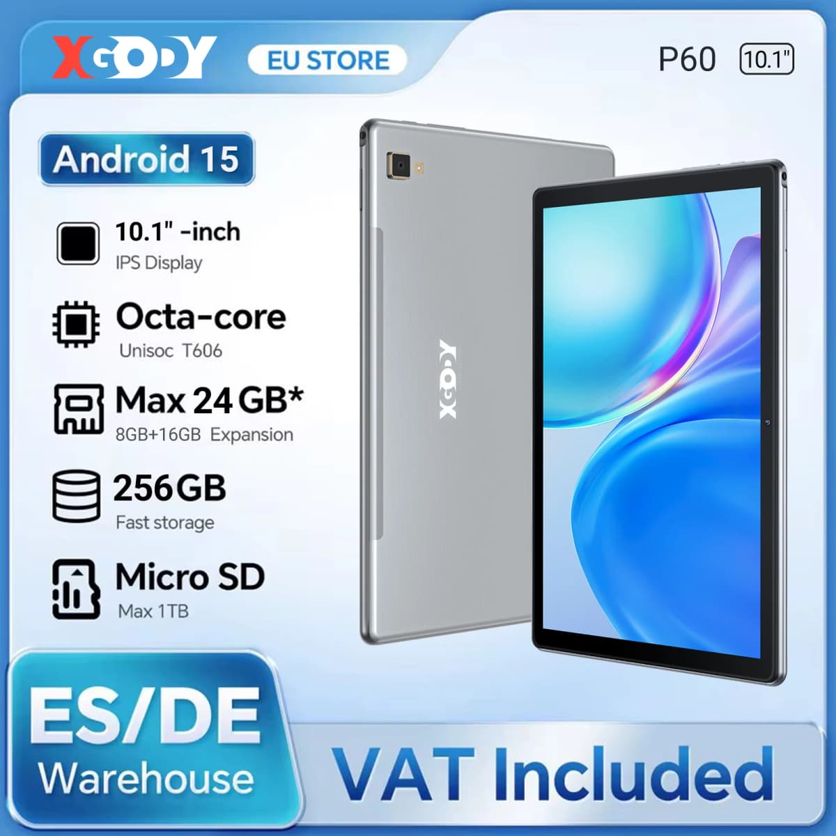 2025 New Upgraded Pad 10.1 In Android Tablet HD Display Octa Core 24GB RAM 256GB ROM Dual Phone Call WiFi Google Play Tablet PC