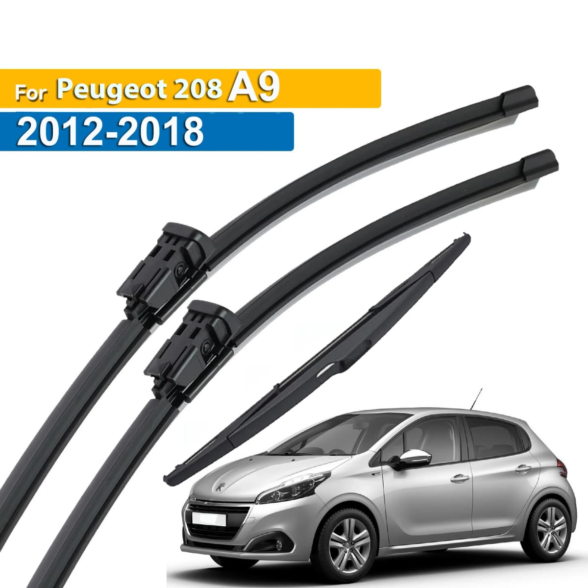 Erick's Wiper Front & Rear Wiper Blades Set For Peugeot 208 2012 - 2018 Windshield Windscreen Window Brushes 26"+16"+14"