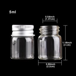 10 pieces 5ml/6ml/7ml/10ml/14ml/18ml/20ml/25ml/30ml Glass Bottles with Aluminium Lids Small Mini Glass Jars 9 Sizes U-pick