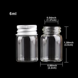 10 pieces 5ml/6ml/7ml/10ml/14ml/18ml/20ml/25ml/30ml Glass Bottles with Aluminium Lids Small Mini Glass Jars 9 Sizes U-pick