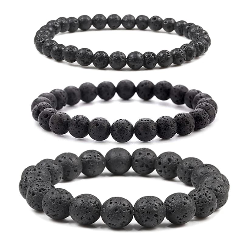 Charm Bracelet Natural Stone Beads 6/8/10mm Volcanic Lava Tiger Eye Beads Elastic Bracelets For Men Women Jewelry Pulsera Hombre