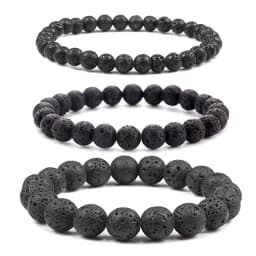 Charm Bracelet Natural Stone Beads 6/8/10mm Volcanic Lava Tiger Eye Beads Elastic Bracelets For Men Women Jewelry Pulsera Hombre