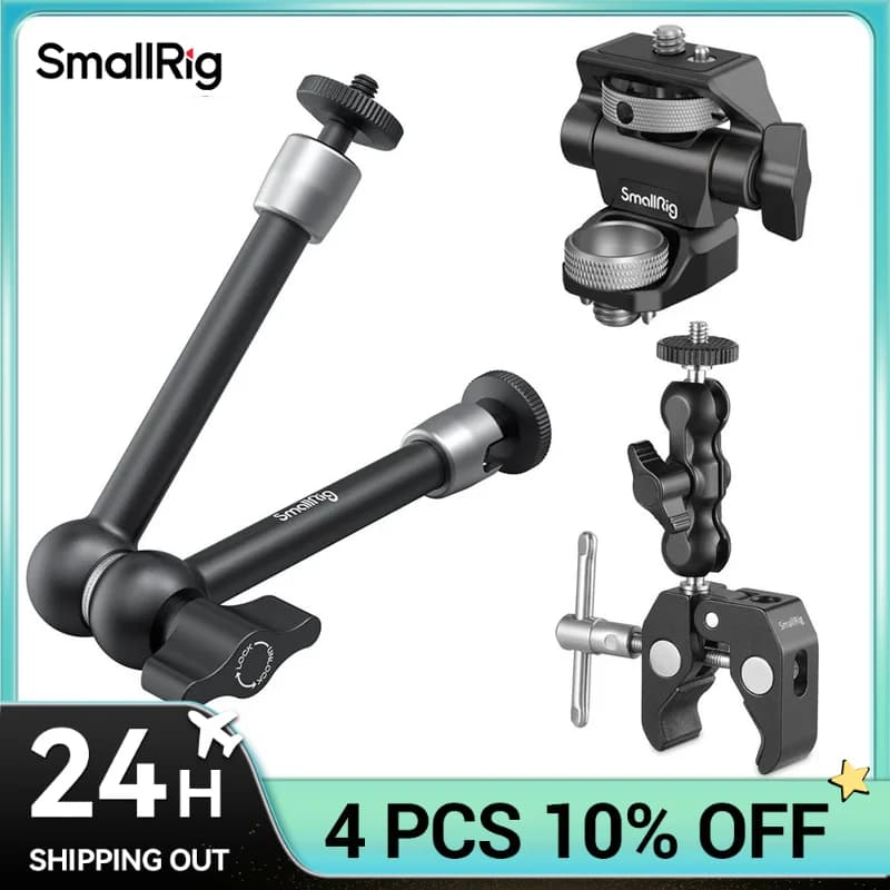 SmallRig DSLR Camera Adjustable Camera Monitor Holder Swivel and Tilt Adjustable Monitor Mount with ARRI-Style Mount 2903C