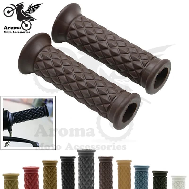 16 Colors Available Brown Red Black Hot Retro Cafe Racer Parts 22MM 25MM Rubber Motorbike Grip for Honda Suzuki Yamaha Harley So