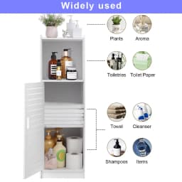 White Waterproof Bathroom Organizer Cabinet - Free Standing Storage Unit Cabinets & Cupboards