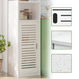 White Waterproof Bathroom Organizer Cabinet - Free Standing Storage Unit Cabinets & Cupboards