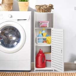 White Waterproof Bathroom Organizer Cabinet - Free Standing Storage Unit Cabinets & Cupboards