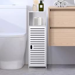 White Waterproof Bathroom Organizer Cabinet - Free Standing Storage Unit Cabinets & Cupboards
