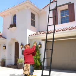 5m Portable Heavy Duty Multi-Purpose Aluminium Telescopic Ladder Extendable, with Detachable Hook, 150 Kg Load Capacity, Black