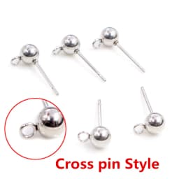 30pcs 3/4/5/6mm 316 Stainless Steel Ball Pin Findings Stud Earring Basic Pins Stoppers Connector For DIY Jewelry Making Supplies