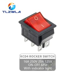 1PCS KCD4 Rocker Switch ON-OFF 2 Position 4 / 6Pins with Light  Power Switch 2 Position 16A 250VAC/ 20A 125VAC Ship Type Switch