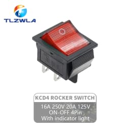 1PCS KCD4 Rocker Switch ON-OFF 2 Position 4 / 6Pins with Light  Power Switch 2 Position 16A 250VAC/ 20A 125VAC Ship Type Switch