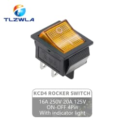 1PCS KCD4 Rocker Switch ON-OFF 2 Position 4 / 6Pins with Light  Power Switch 2 Position 16A 250VAC/ 20A 125VAC Ship Type Switch
