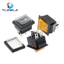1PCS KCD4 Rocker Switch ON-OFF 2 Position 4 / 6Pins with Light  Power Switch 2 Position 16A 250VAC/ 20A 125VAC Ship Type Switch