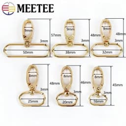 Meetee 10Pc 16-38mm Bag Strap Hook Buckle Metal Swivel Lobster Clasp DIY Webbing Snap Hooks Carabiner Keychain Buckles Accessory