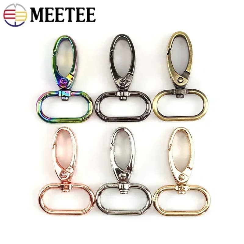 Meetee 10Pc 16-38mm Bag Strap Hook Buckle Metal Swivel Lobster Clasp DIY Webbing Snap Hooks Carabiner Keychain Buckles Accessory