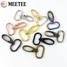 Meetee 10Pc 16-38mm Bag Strap Hook Buckle Metal Swivel Lobster Clasp DIY Webbing Snap Hooks Carabiner Keychain Buckles Accessory