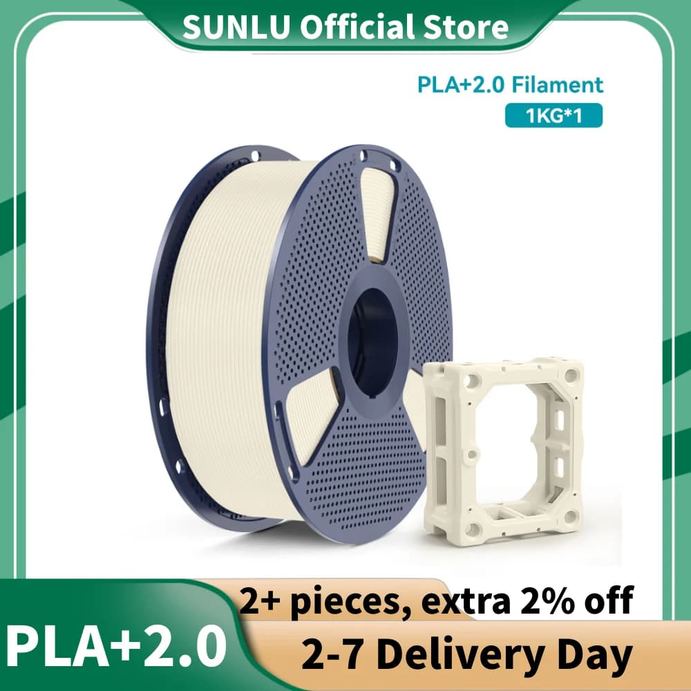 SUNLU PLA + 2.0 1.75mm 1KG,Ultra-Tough (19.8KJ/m² Impact),2-3X Stronger,Fast Printing 300mm/s,High Speed 3D Printer Filament