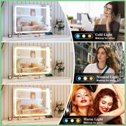 80CM Large LED Hollywood Vanity Mirror 3 Color Dimmable Touch Control CRI≥90 Light Strip Make Up Mirror for Dressing Table