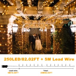 250LED 25M Christmas Fairy String Lights with Remote 8 Lighting Modes 4 Brightness 3 Timer Waterproof For Indoor Outdoor Holiday Decor